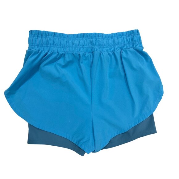 Gymshark Womens Dual-Layer Athletic Shorts XL Polyester/Nylon Blue & Teal - Picture 2 of 6